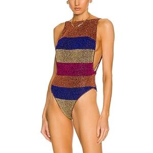 Oseree Multicolor Striped One Piece Swimsuit